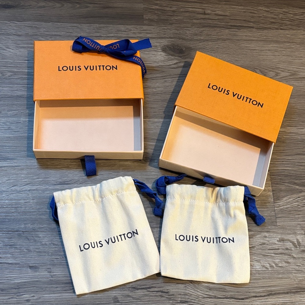 Louis Vuitton Orange and Cream Box Set with Dust Bags